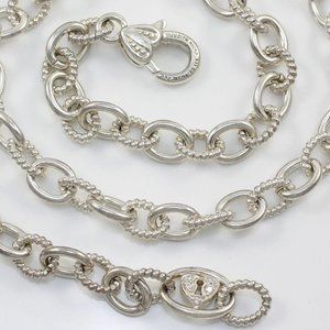 HVY Ripka Sterling CZ Heart Cable Rolo Necklace 20